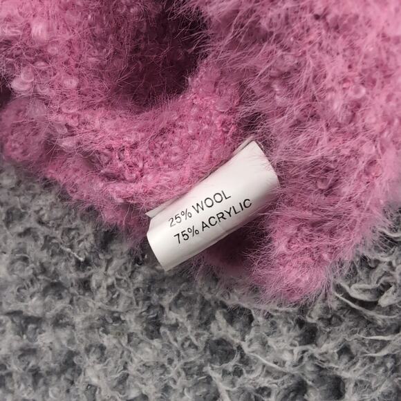 Pink Diamond Sweater Women Medium Pink Cardigan Wool Blend Boho Sheik Casual - Picture 3 of 7